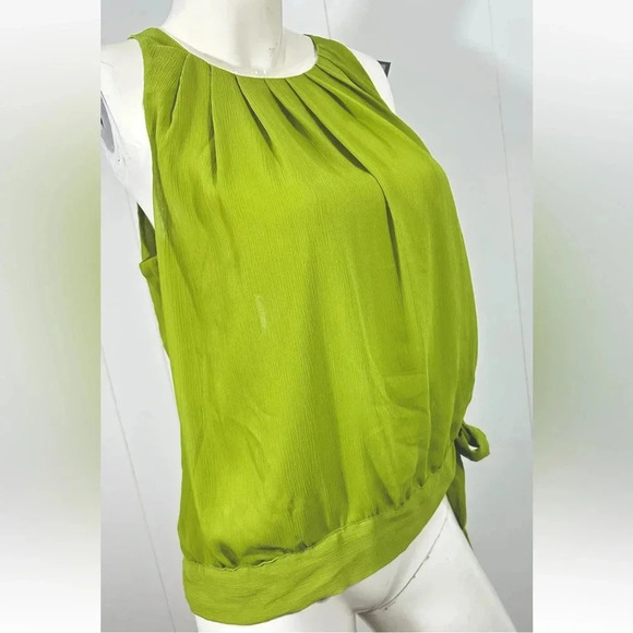 NWT Apt. 9 Womens Pleated Neck Sleeveless Green top Blouse Lined Shirt Sz L - Picture 4 of 8